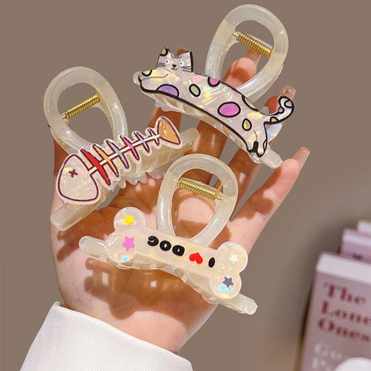 Cute personality puppy and cartoon-themed hair claws in acrylic.