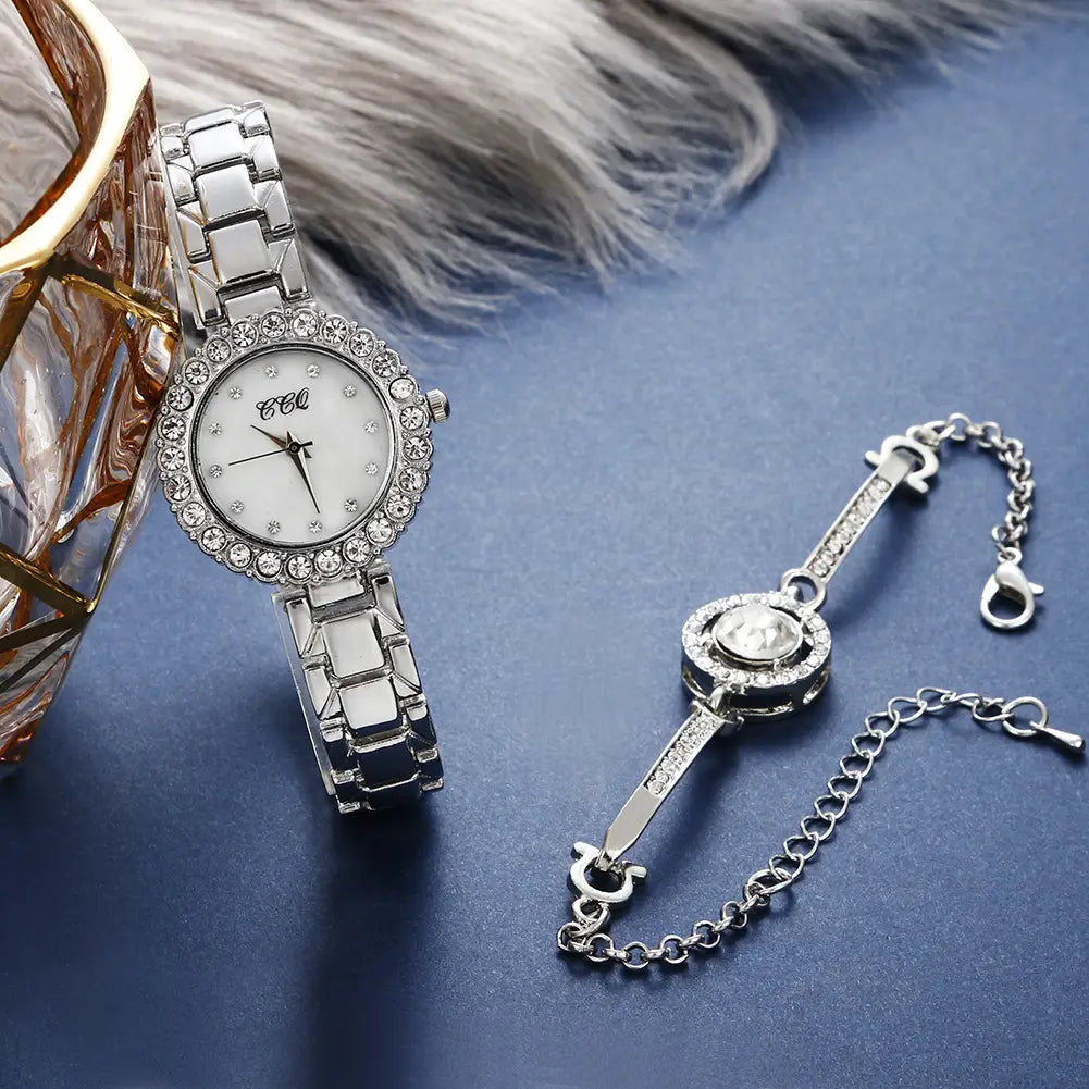 Women’s Fashion Diamond Bracelet Watch Suit