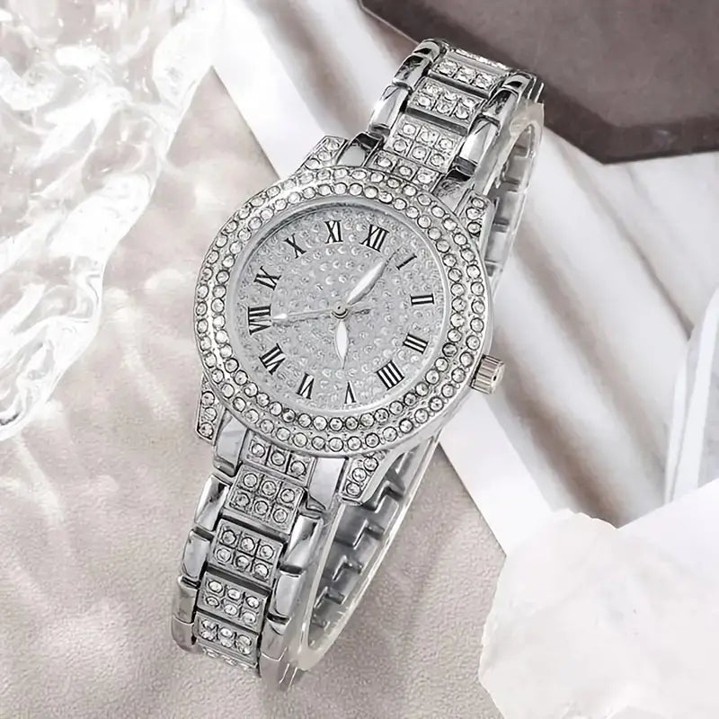 Women’s Diamond Fashion Roman Quartz Watch Five-piece Set