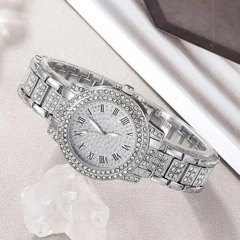 Women’s Diamond Fashion Roman Quartz Watch Five-piece Set