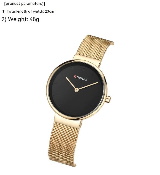 Fashion New Water Quartz Watch Women’s Mesh Belt Casual Business Pointer Watch