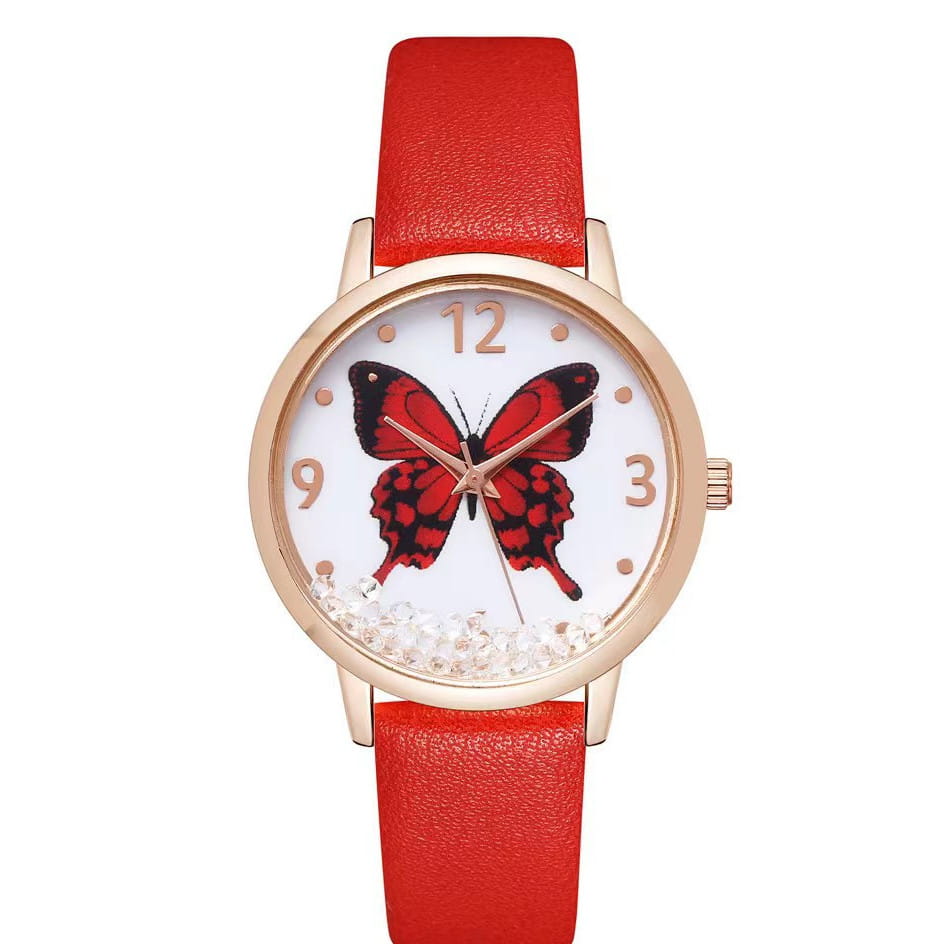 Women’s Fashion Numbers Rhinestone Butterfly Quartz Watch
