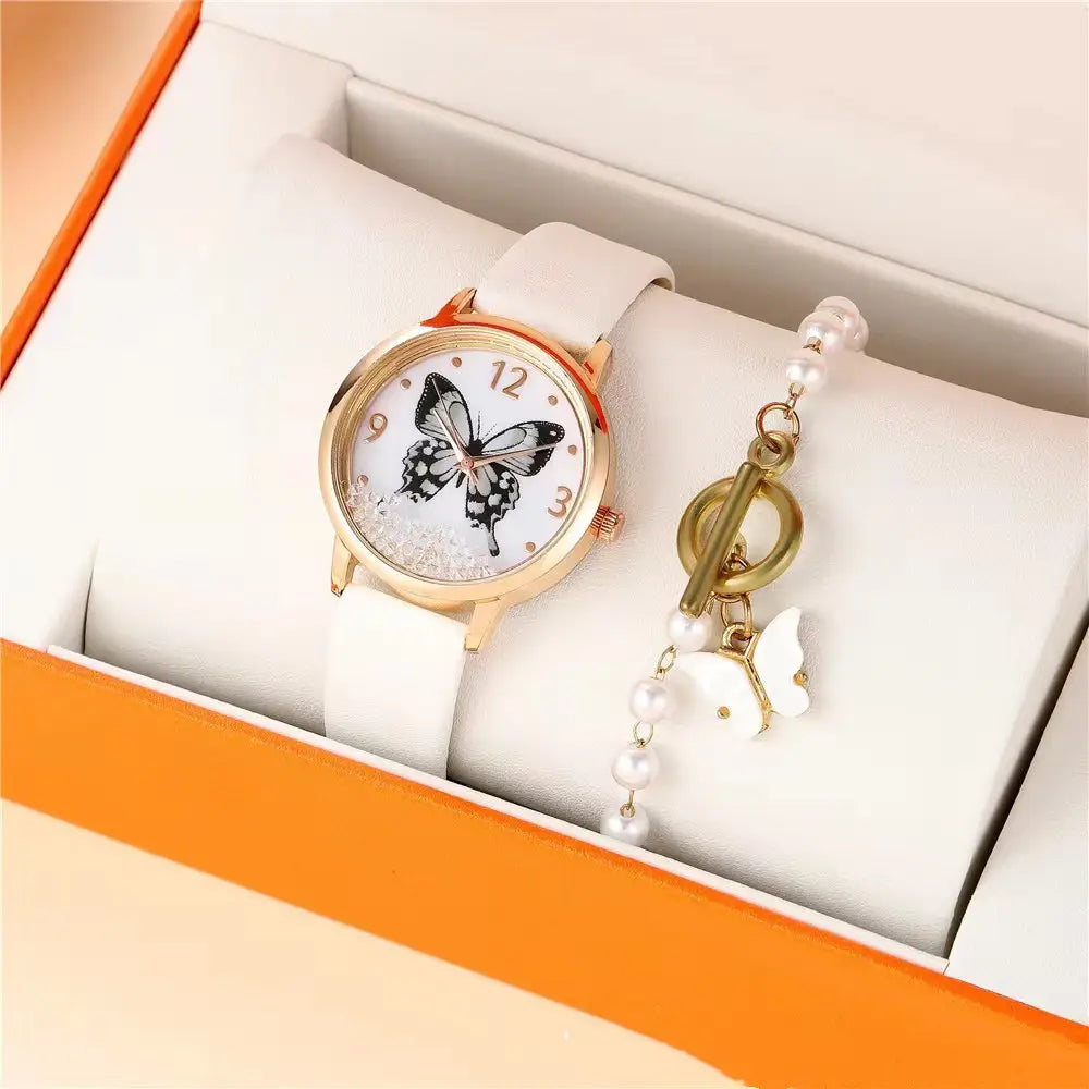 Women’s Fashion Numbers Rhinestone Butterfly Quartz Watch