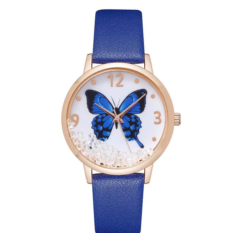 Women’s Fashion Numbers Rhinestone Butterfly Quartz Watch