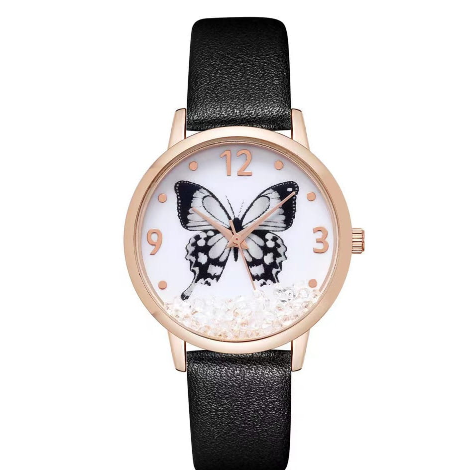 Women’s Fashion Numbers Rhinestone Butterfly Quartz Watch