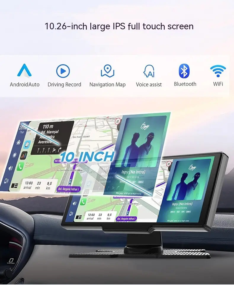 1026-inch Full Touch Screen All-in-one Car Navigation Device Front And Rear Dual Recording HD Recording P Split Screen