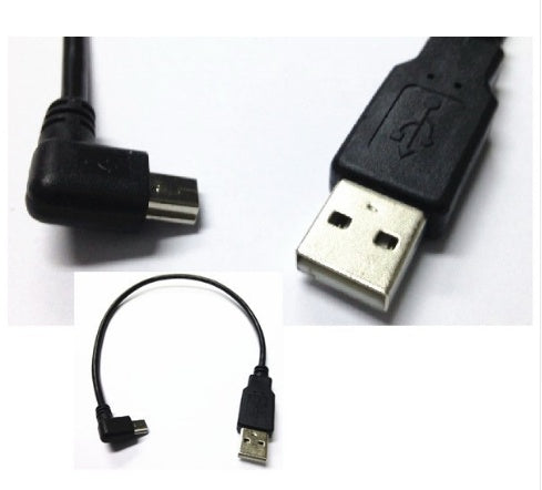 كابل شاحن طاقة USB Mini 5Pin 5P بزاوية قائمة ذكر إلى USB 2.0 ذكر بطول 0.2 متر لجهاز Chromecast