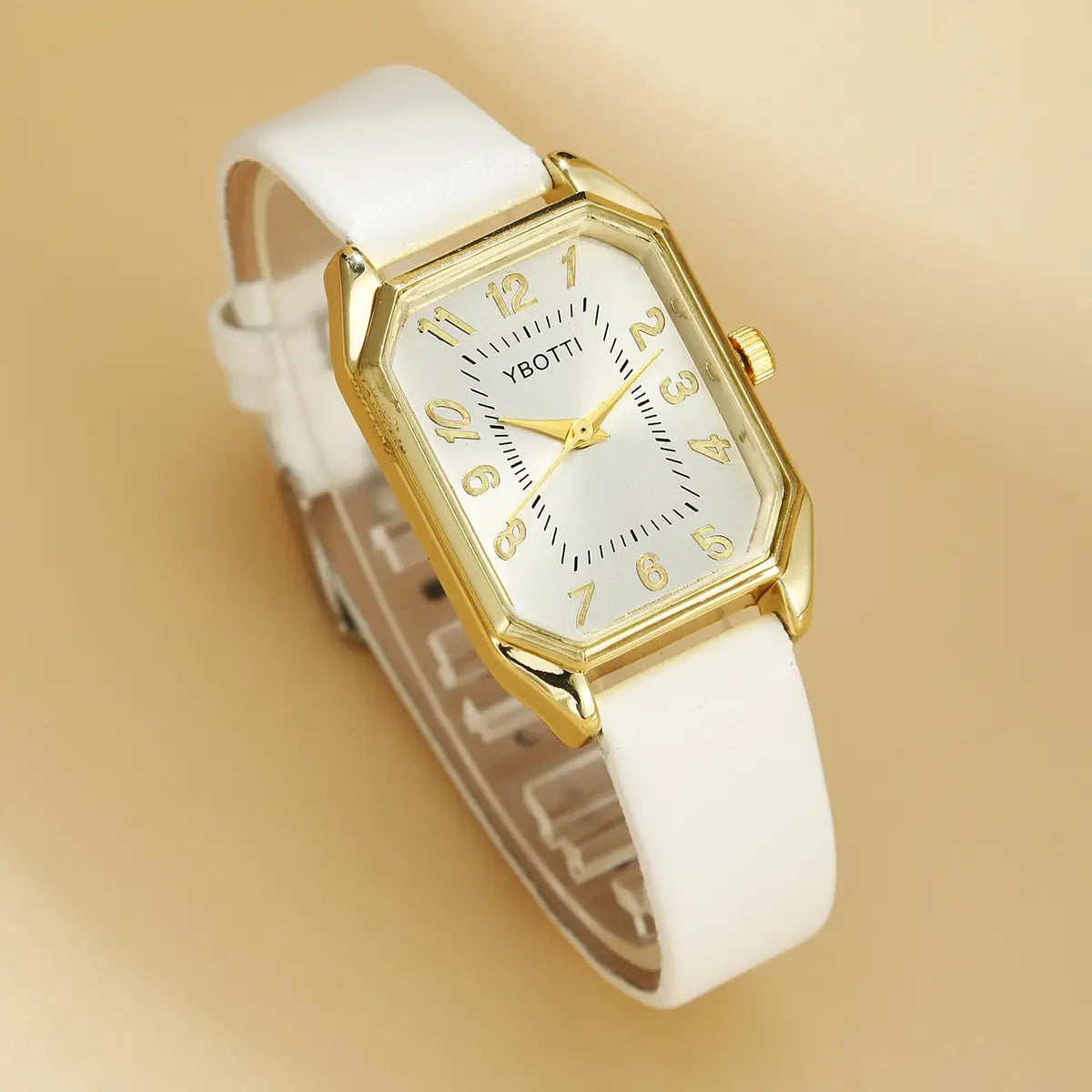 Leather Women’s Watch Square Quartz Watch Korean Necklace Earrings Ring Set