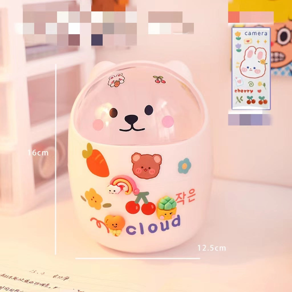 سوب سطح المكتب Can Can Organizer Bucket Office Mini Bear Trash Can
