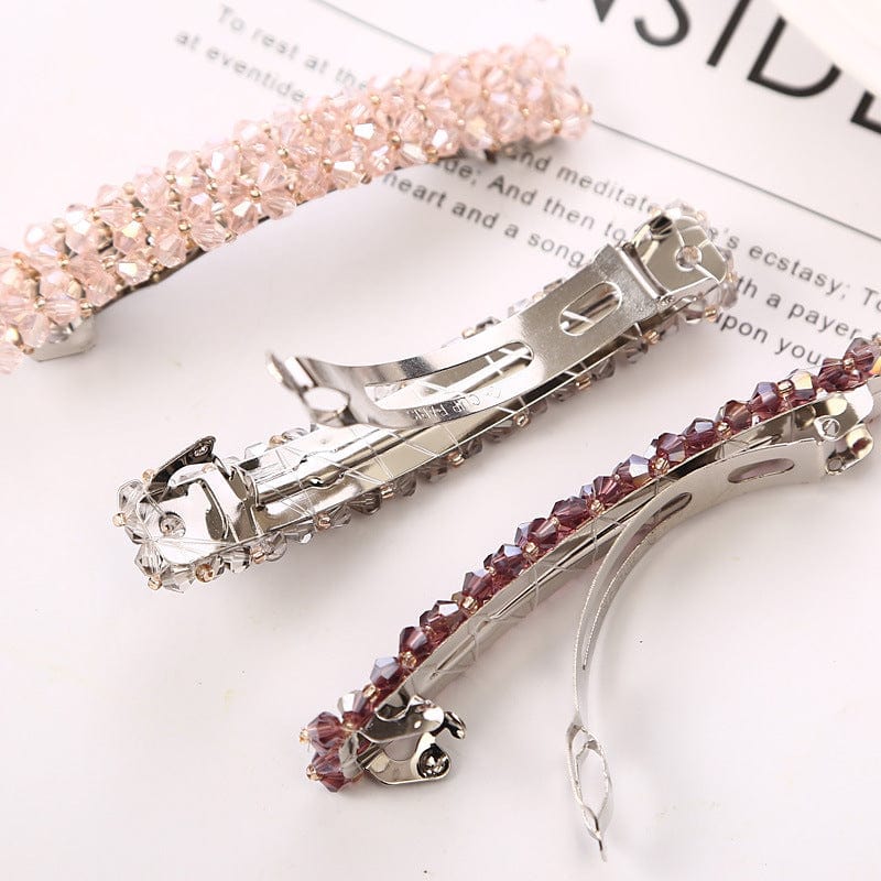 Simple Crystal Crystal Fishing Line Braided Spring Clip Barrettes