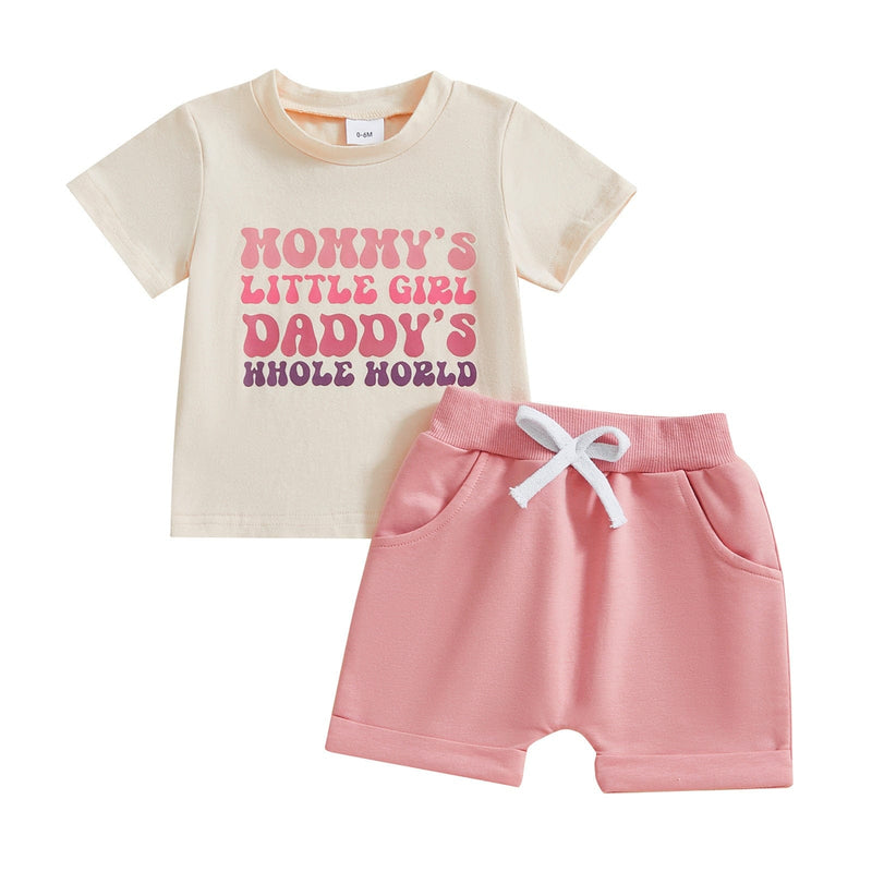 Baby Girl Letter Print Short-sleeve Suit