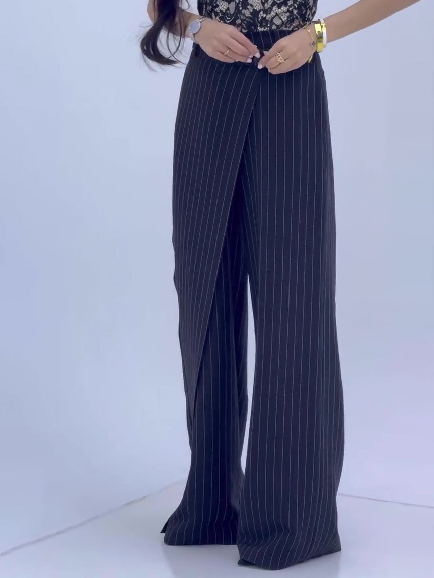 High-waisted Striped Wide-leg Pants