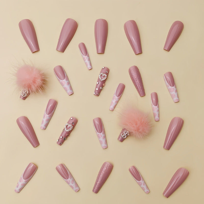 أظافر صناعية من مجموعة Cotton Candy Ball Diamond Wear Ballet Armor Gentle Girl