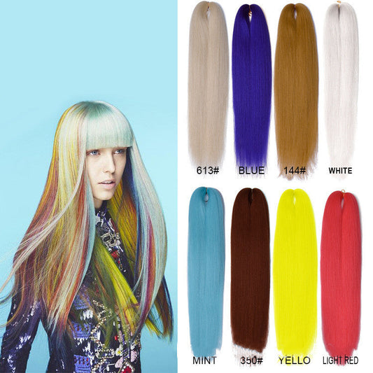 Kani Karen Silk chemical fiber wig in various colors with vibrant braided extensions.