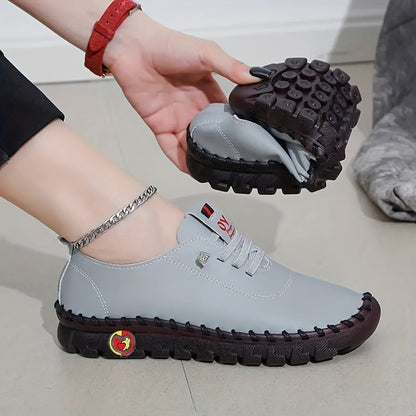 Handmade stitching women's shoes with soft beef tendon sole and solid color design.