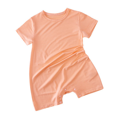 Modal Baby Short Sleeve Solid Color Jumpsuit