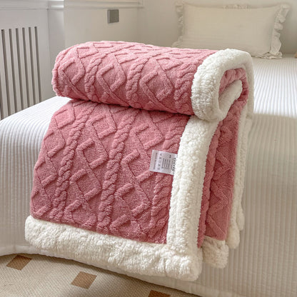 Solid Color Double Thick Jacquard Berber Fleece Blanket