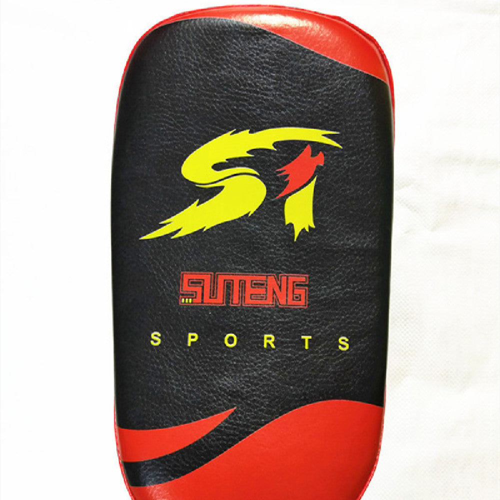 Boxing Sanda Fighting hand-held square foot target, PU leather, black with red edges, shockproof.