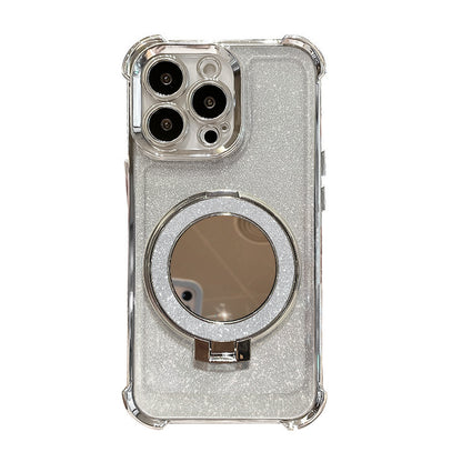 Applicable To 15 Phone Case Iphone16 Glitter Folding Bracket Protective Cover Drop-resistant