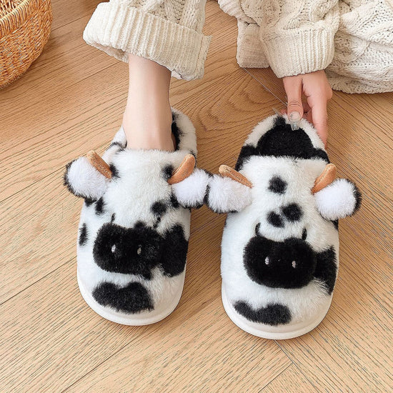 Cute Cartoon Cow Plush Slippers