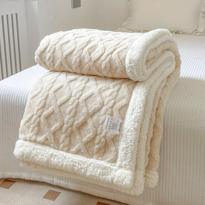 Solid Color Double Thick Jacquard Berber Fleece Blanket