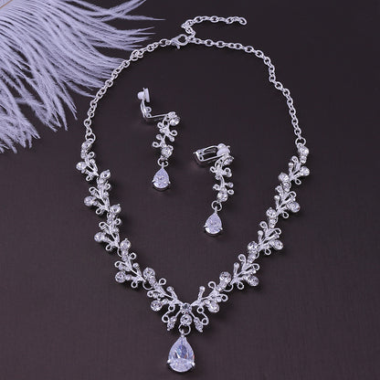 Braut Strass Zirkon Ohrring Halskette