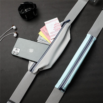 Men's and women's outdoor sports waist bag, waterproof, ultra-thin design, neutral color options.