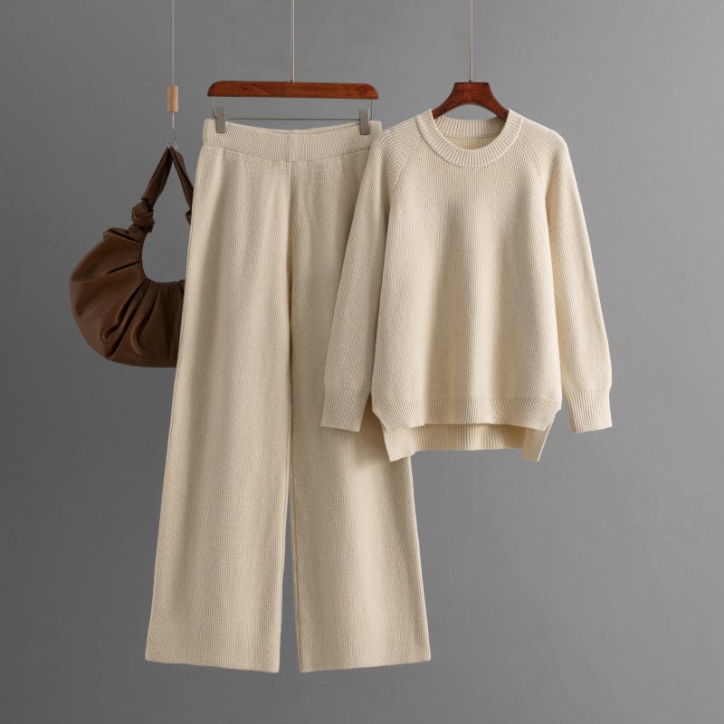 Loose Knitted Long Sleeves Two-piece Set For Women