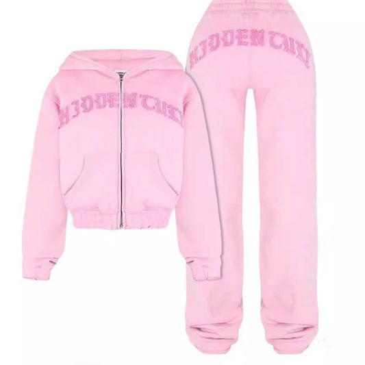 Sports Suit Zip-up Hooded
