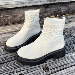 Women's Thick Heel Solid Color Casual And Comfortable Martin Boots