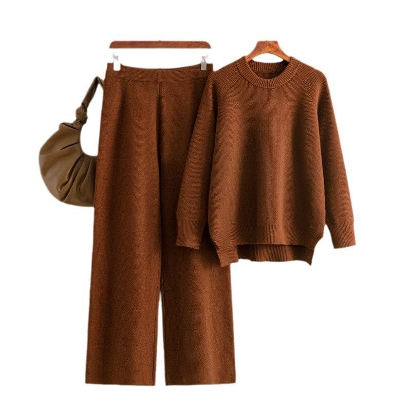 Loose Knitted Long Sleeves Two-piece Set For Women