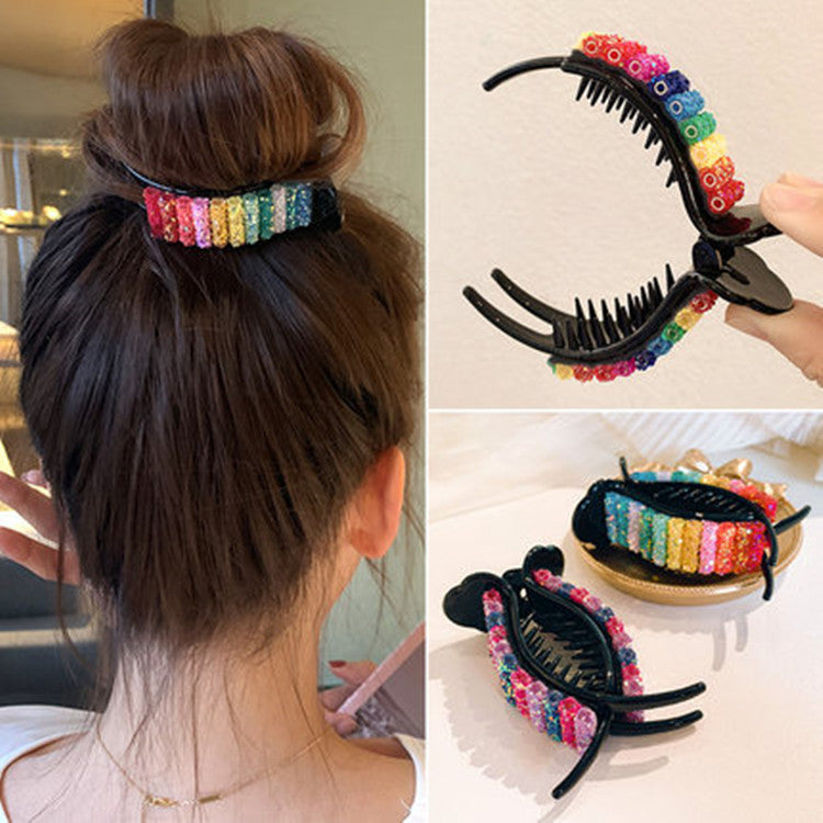 Colorful Girl Skittles barrettes, Korean style, resin hairpins for trendy bun hairstyles.