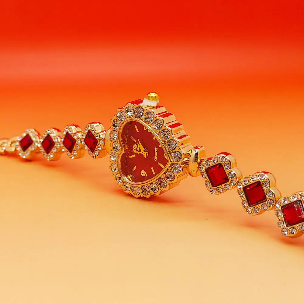 Fashion Love Shape Bracelet Watch Set Diamond Colored Heart Quartz Watch Women’s Fashion Jewelry Set Valentine’s Day