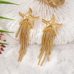 18K Gold-Plated Starfish Fringe Drop Earrings