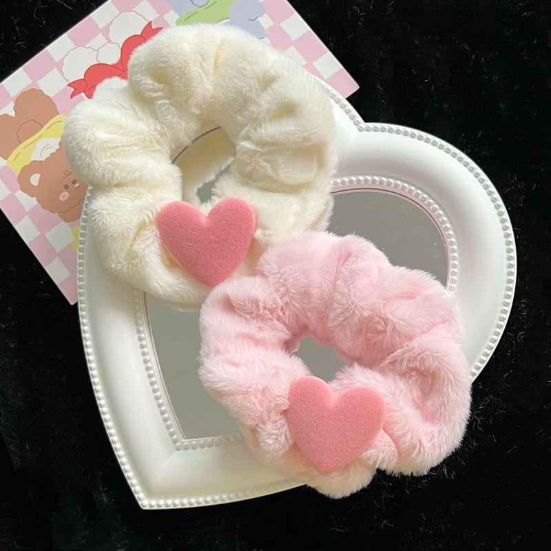Flocking Love Plush Large Intestine Hair Ring