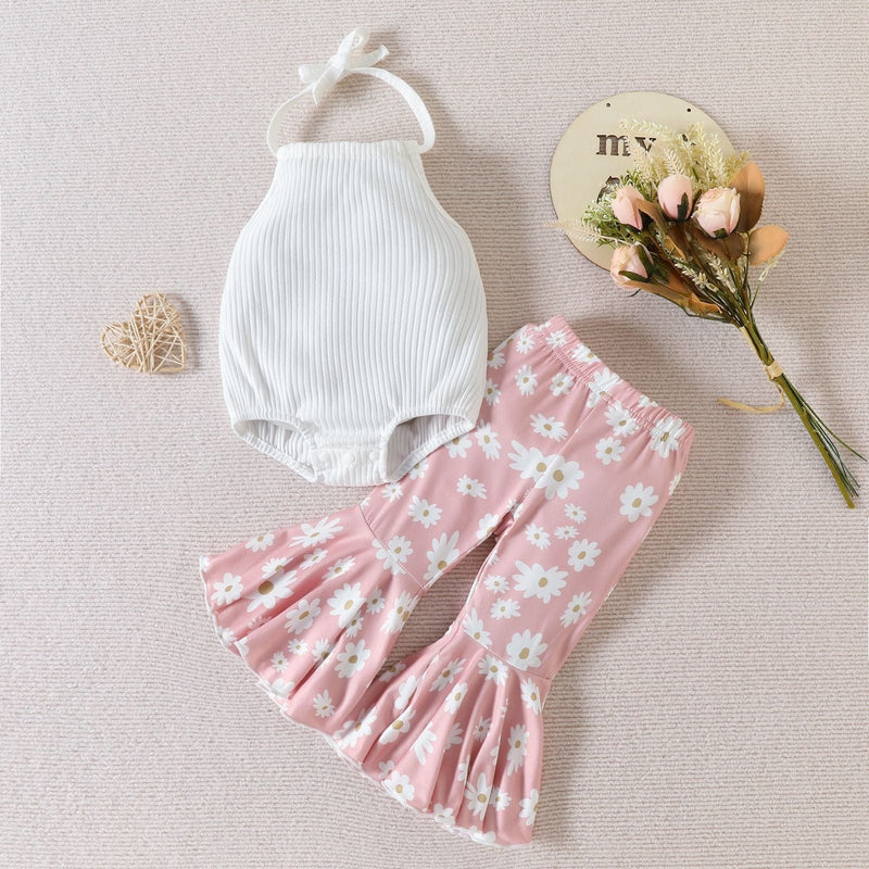 Children's Halter Backless Romper Bell-bottom Pants Suit