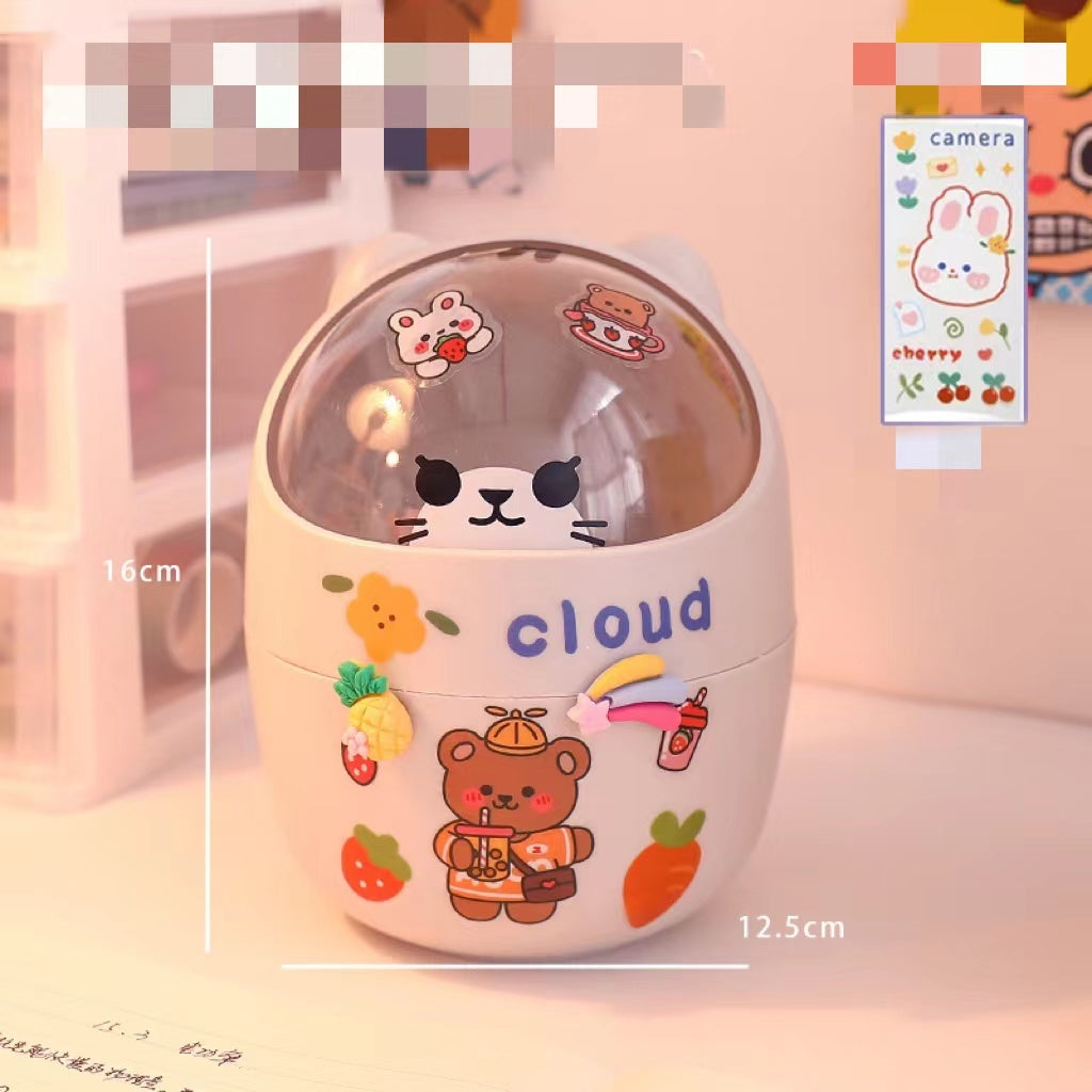 سوب سطح المكتب Can Can Organizer Bucket Office Mini Bear Trash Can