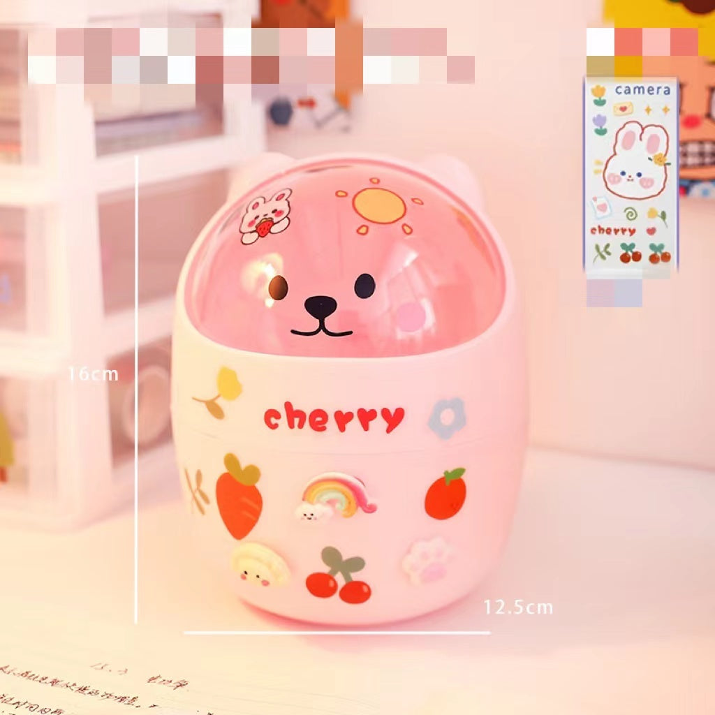 سوب سطح المكتب Can Can Organizer Bucket Office Mini Bear Trash Can