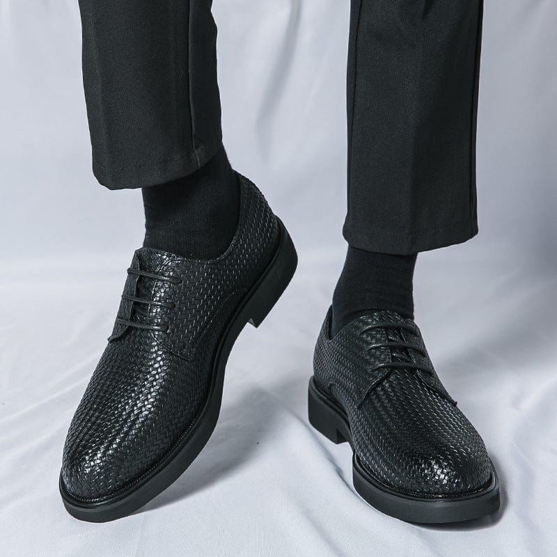 大码 3D 编织皮鞋男式青年厚底英伦鞋