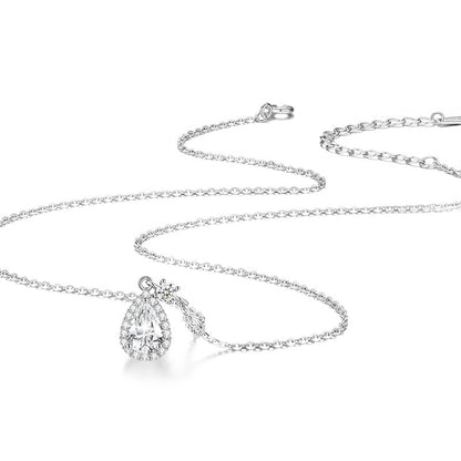 S925 Sterling Silver With Shiny Diamond Water Drop Necklace For Women Light Luxury