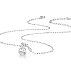 S925 Sterling Silver With Shiny Diamond Water Drop Necklace For Women Light Luxury