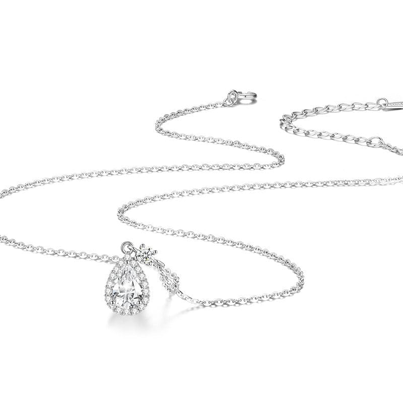 S925 Sterling Silver With Shiny Diamond Water Drop Necklace For Women Light Luxury