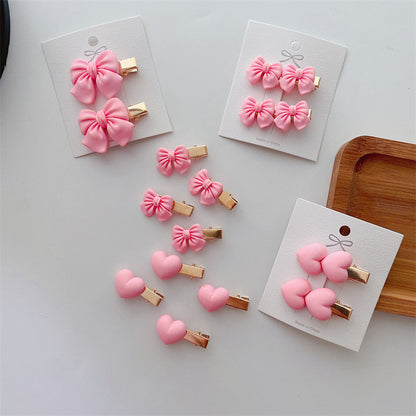 Pink Bow Heart Girls' Hairpin
