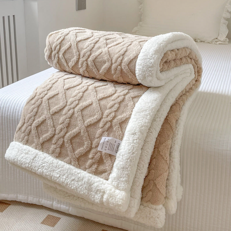 Solid Color Double Thick Jacquard Berber Fleece Blanket