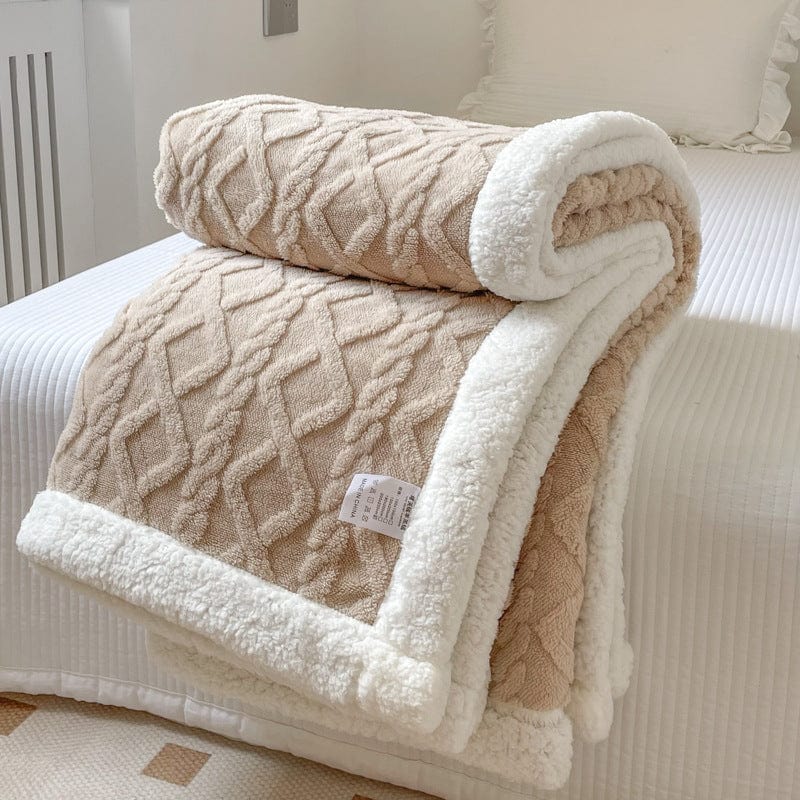 Solid Color Double Thick Jacquard Berber Fleece Blanket
