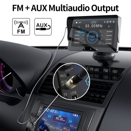 7 شاشة CarPlay لاسلكية للسيارة مع واجهة ولاعة السجائر وكوب الشفط العالمي