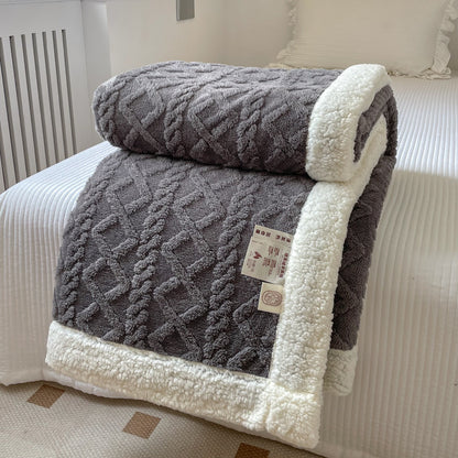Solid Color Double Thick Jacquard Berber Fleece Blanket