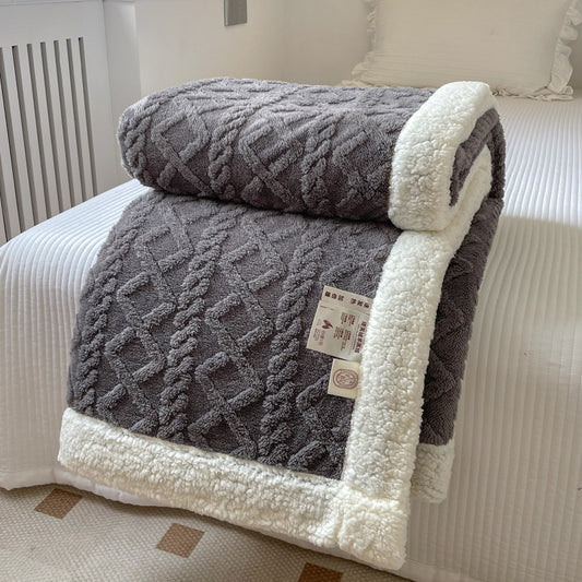 Solid Color Double Thick Jacquard Berber Fleece Blanket
