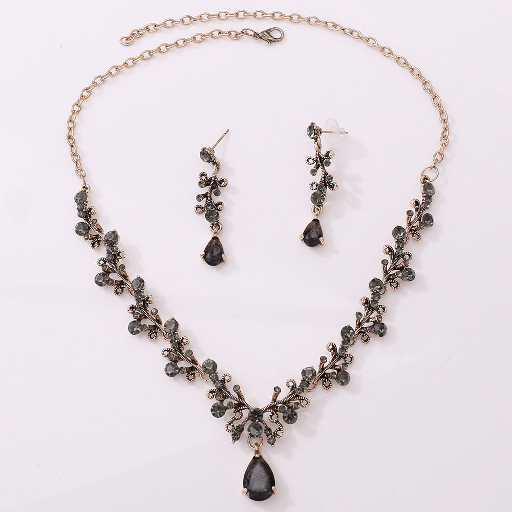 Braut Strass Zirkon Ohrring Halskette