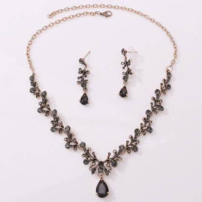 Braut Strass Zirkon Ohrring Halskette
